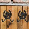 Bathroom Hook Coat Hooks European Style Creative Horse Head Horseshoe Double Wall Cast Iron Black