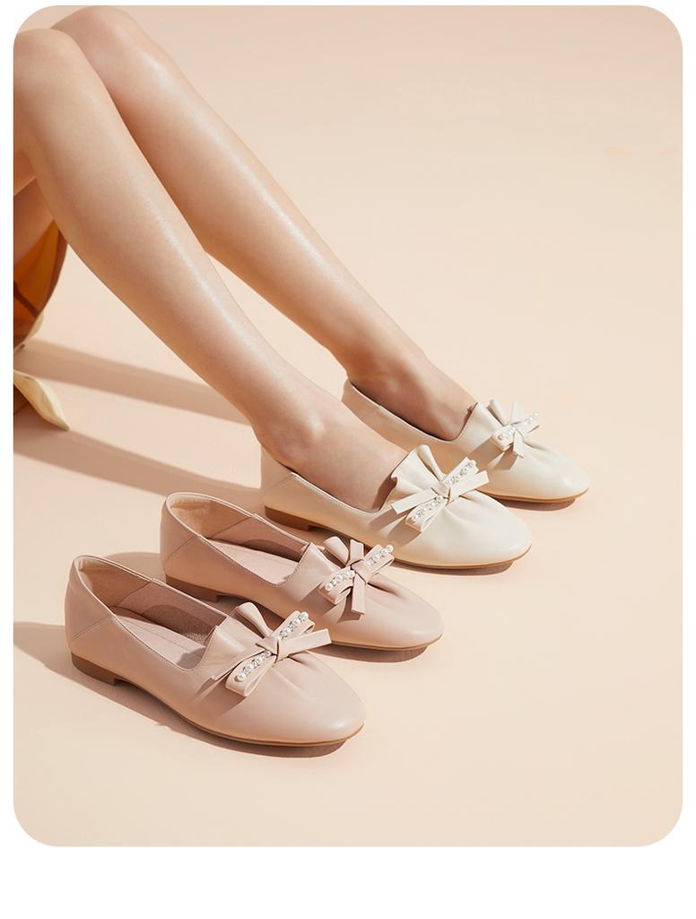 Senda Lefu shoes for women in autumn 2025, wearing butterfly bow flat single shoes WPZ84CA5