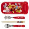 LEC Anpanman Antibacterial Slide Set Bamboo Space 3-Piece (Fork, Spoon, Chopsticks) Red/SIAA Antibacterial/Name Included/