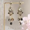 Heavy Industry Light Luxury Crystal Fringed Earrings Silver Needle Diamond Earrings Retro Temperament Long Bohemian Earrings