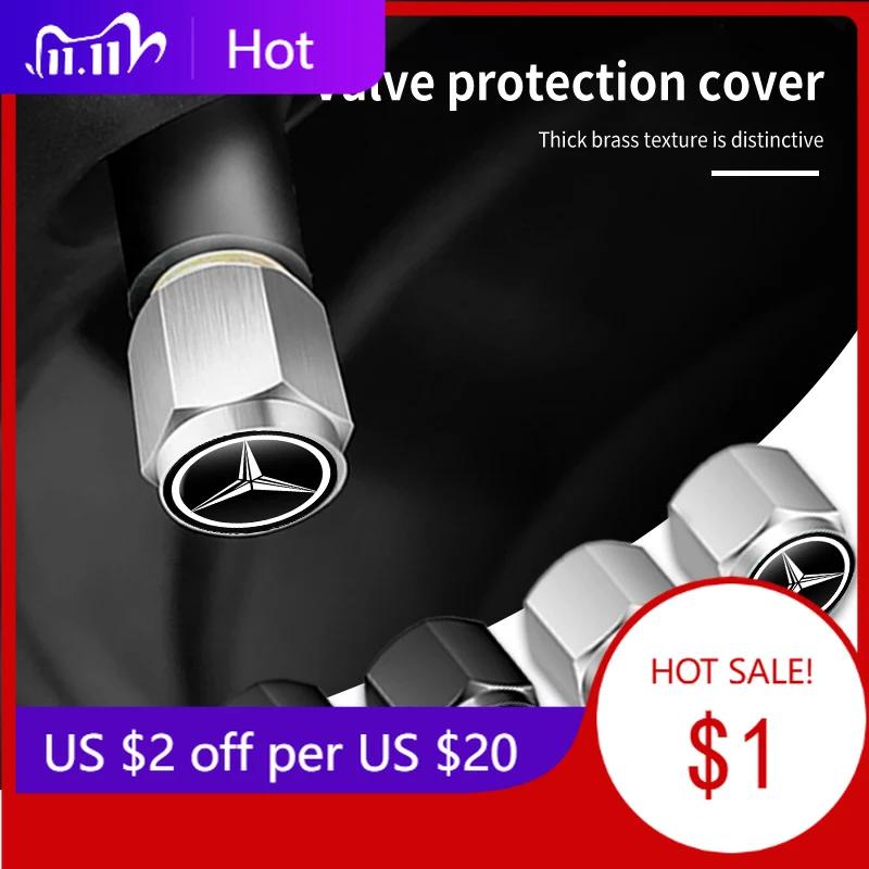 FJR5 For Mercedes Benz 5pcs Car Wheel Tire Valve Caps Tyre Rim Stem Covers Waterproof For Benz AMG A C E S G Class W201 W210 W108 W20