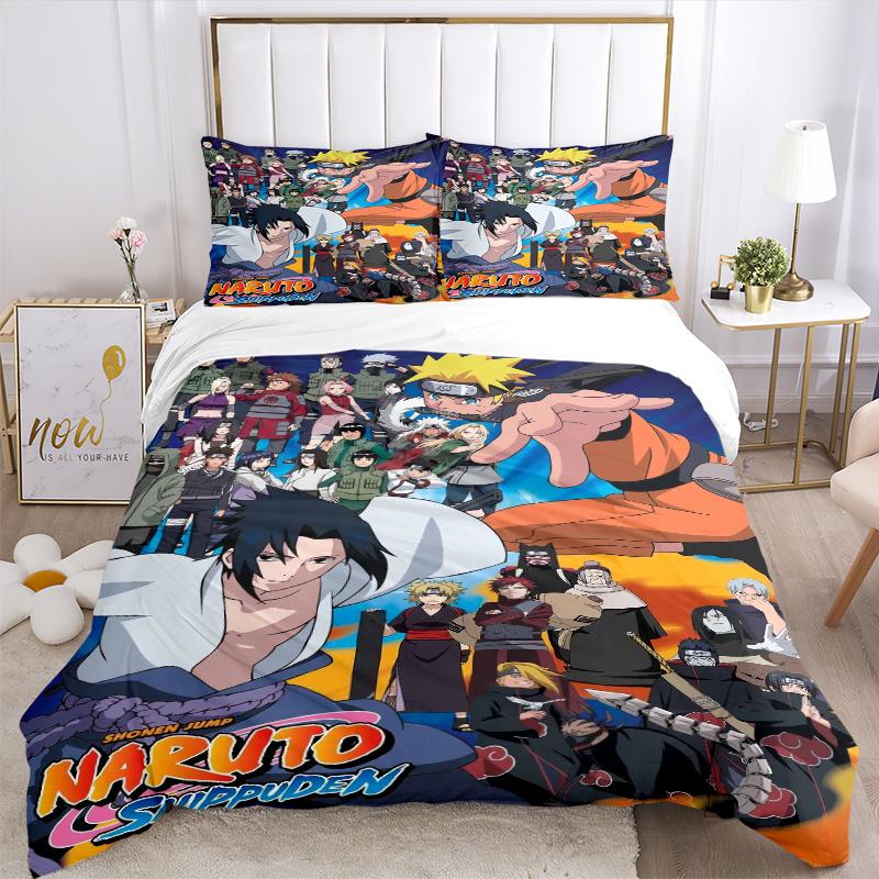 Naruto'S Epic Journey Print 3Pcs Bedding Setduvet Cover With 2 Bedropillowcase Home Birthday Gift
