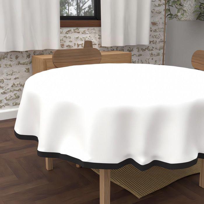 Round Stain-resistant Tablecloth In Washed Microfibre, Diameter 180 Cm, BOHEME White, by Soleil d'Ocre