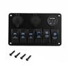 6 Way LED Car Boat Rocker Switch Panel USB Socket Cigarette Plug Voltmeter