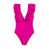 New V-neck Peplum Bodysuit Triangle Beach Swimwear for Women