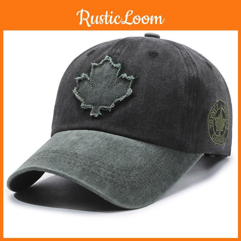 Color Fashion Blocked Baseball Cap With Maple Leaf Decoration Design For Daily