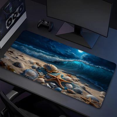 Ocean Night Xl Gaming Mouse Pad Nonslip Rubber Base Stitched Edge Waterproof Desk Mat For Pc Laptop Gamer Office Computer Accessories C927486