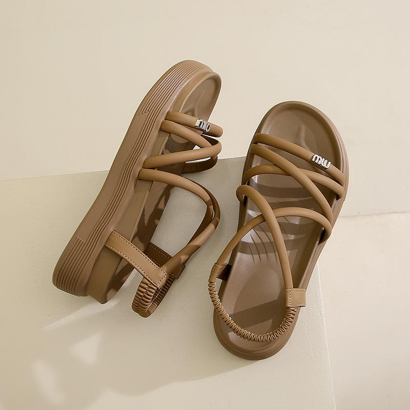 Rome with Skirt Sandals Women's 2025 Summer New Open-toed Versatile Beach Platform Super Soft Black Outer Sandals