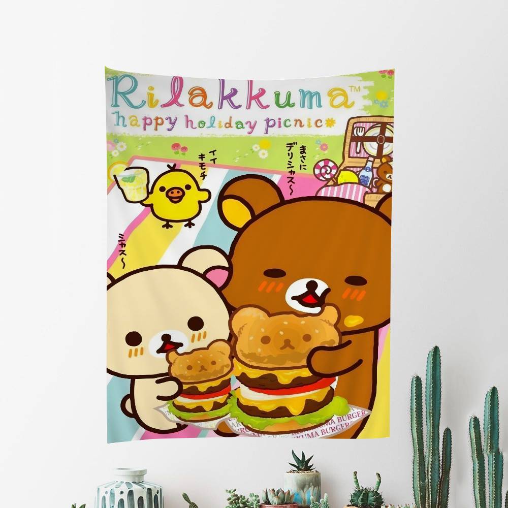 Cute Cartoon Anime RRilakkuma Hanging Bohemian Tapestry Bohemian Wall Tapestries Mandala Cheap Hippie Wall Hanging