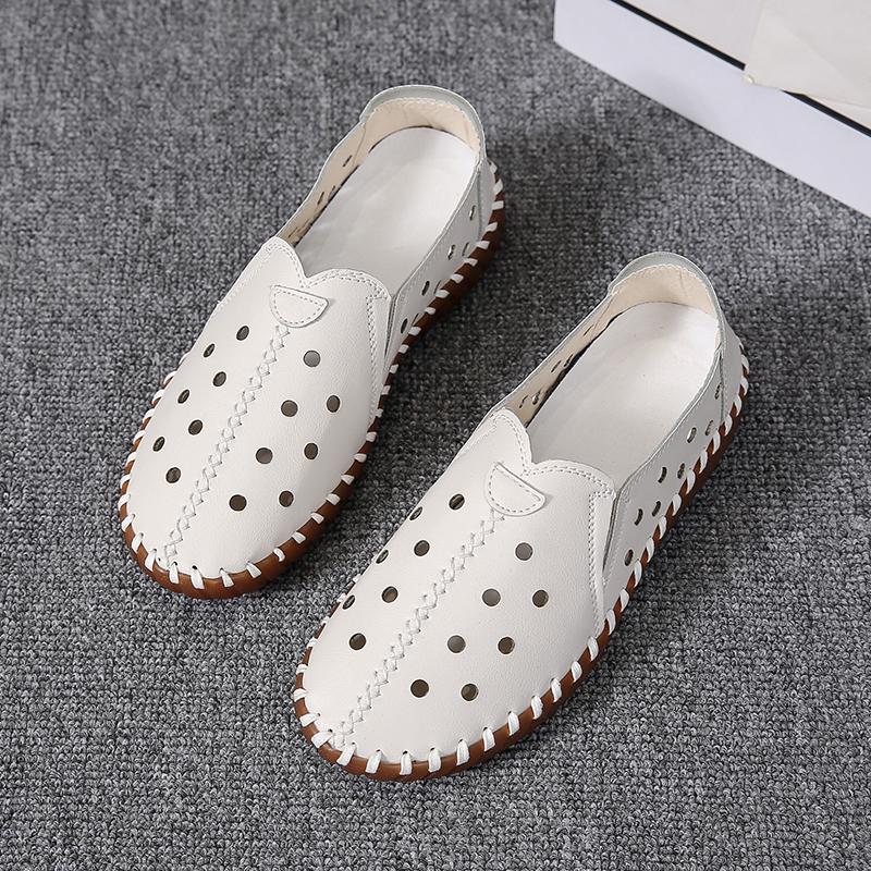 Туфли с мягкой подошвой и выемками для женщин 2024 года, повседневные туфли из винтажной кожи на плоской подошве для женщин, повседневная обувь на открытом воздухе со шнуровкой и нескользящей подошвой