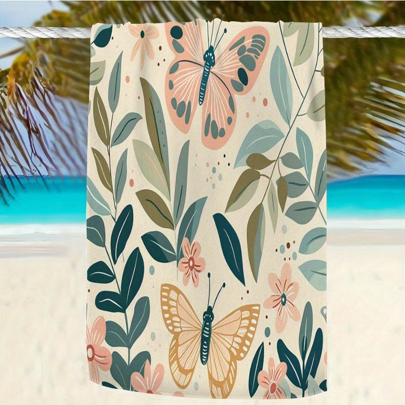 1pc Boho Butterfly Floral Beach Towel Extra Large Quick Dry Microfiber Sand Free Absorbent for Pool Travel Washable