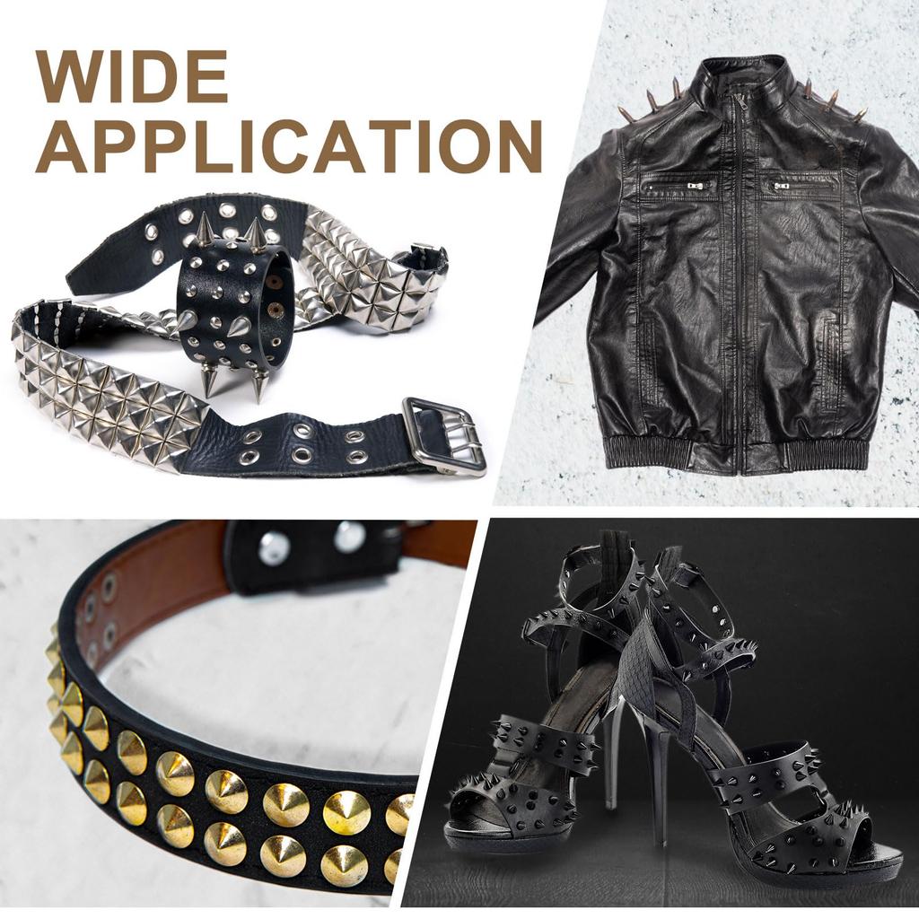 Uxcell 180 Sets Corn Nail Studs 4 Sizes Studs and Nails Leather Rivet Kit for Leather Craft Clothing Shoes Belt Bags with Installation Tools White