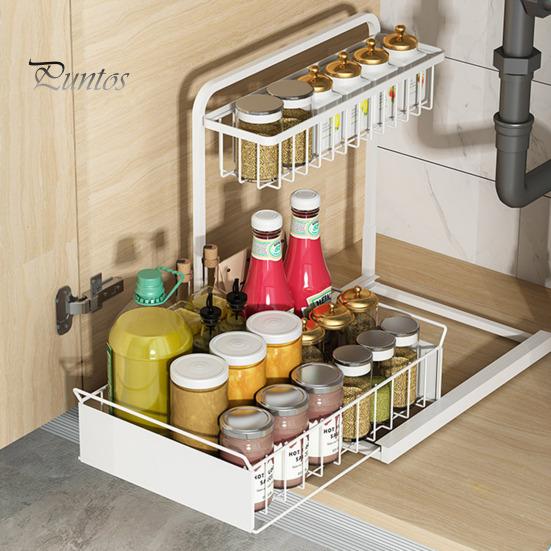 Органайзер под раковиной с выдвижным ящиком L-образной формы из углеродистой стали для хранения вещей, устойчивый к ржавчине, для беспорядка в ванной комнате на кухне