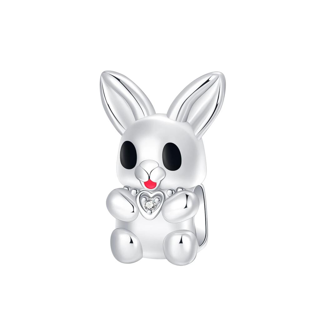 Медно-розовый кулон-шарм серии «Пасхальный кролик и яйцо», подходит для оригинального браслета, бусина-шарм, ожерелье, женские украшения для DIY