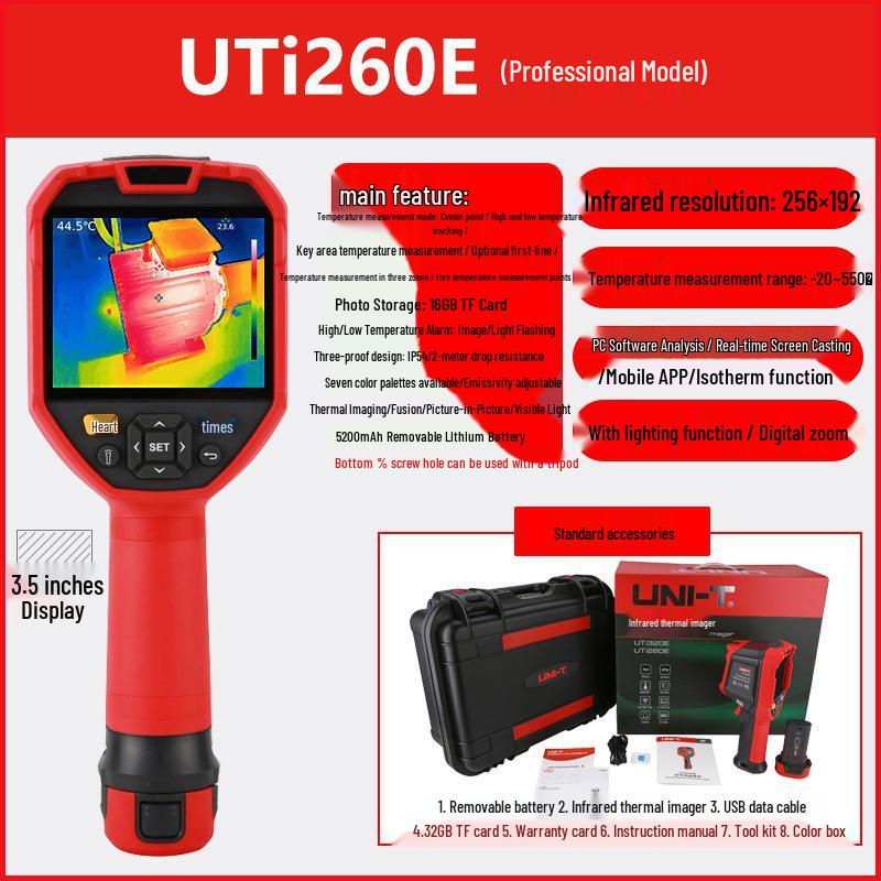 Инфракрасный тепловизор UNI-T UTi260A/UTi260B для обнаружения утечек и высокоточного измерения температуры печатных плат.