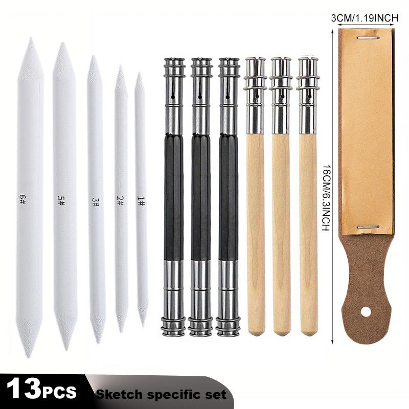 13 Pcs Sketch Specific Sets Adjustable Dual Single Head Pencil Extender Holder Sanding Cardboard Sketch Rice Paper Pen Art Tool