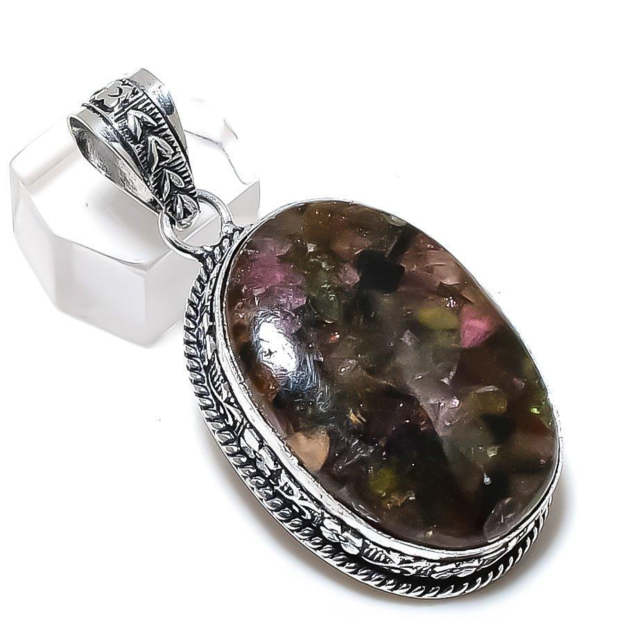 Подвеска из серебра 925 пробы с арбузным турмалином и драгоценным камнем 2,17 дюйма d7p34