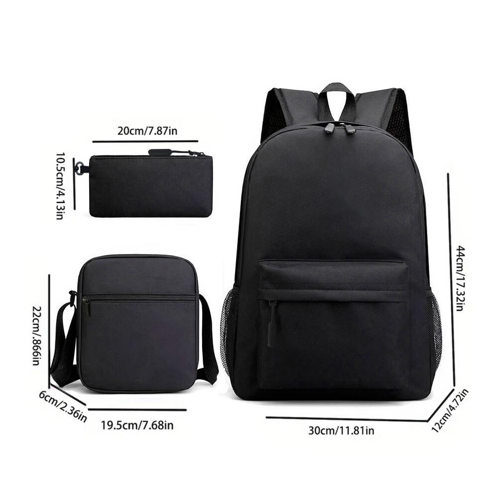 (3PCS BAG-MESSI) 3pcs Football CR7 Ronaldo NEYMAR MESSI Backpack 3D Printe Teens Shoulder Bags Kids Capacity Bags