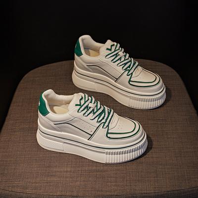 Модные белые туфли из натуральной кожи, женские, на толстой подошве, увеличивающие рост, удобные спортивные туфли, женская повседневная обувь с дизайнерским смыслом