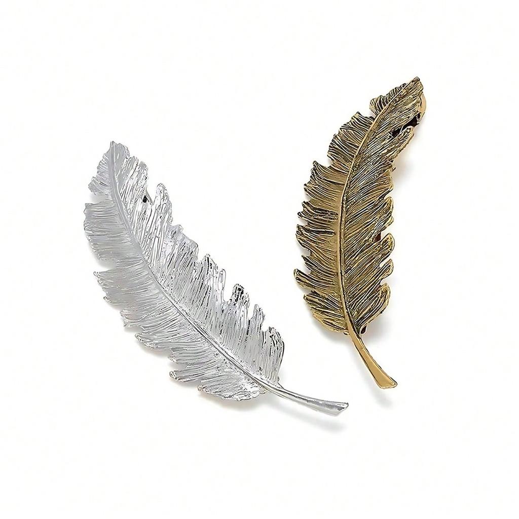 Vintage Hair Clip Feather Leaf Shape Barrette Metal Hairpins For Women Lady Headwear Hair Accessories
