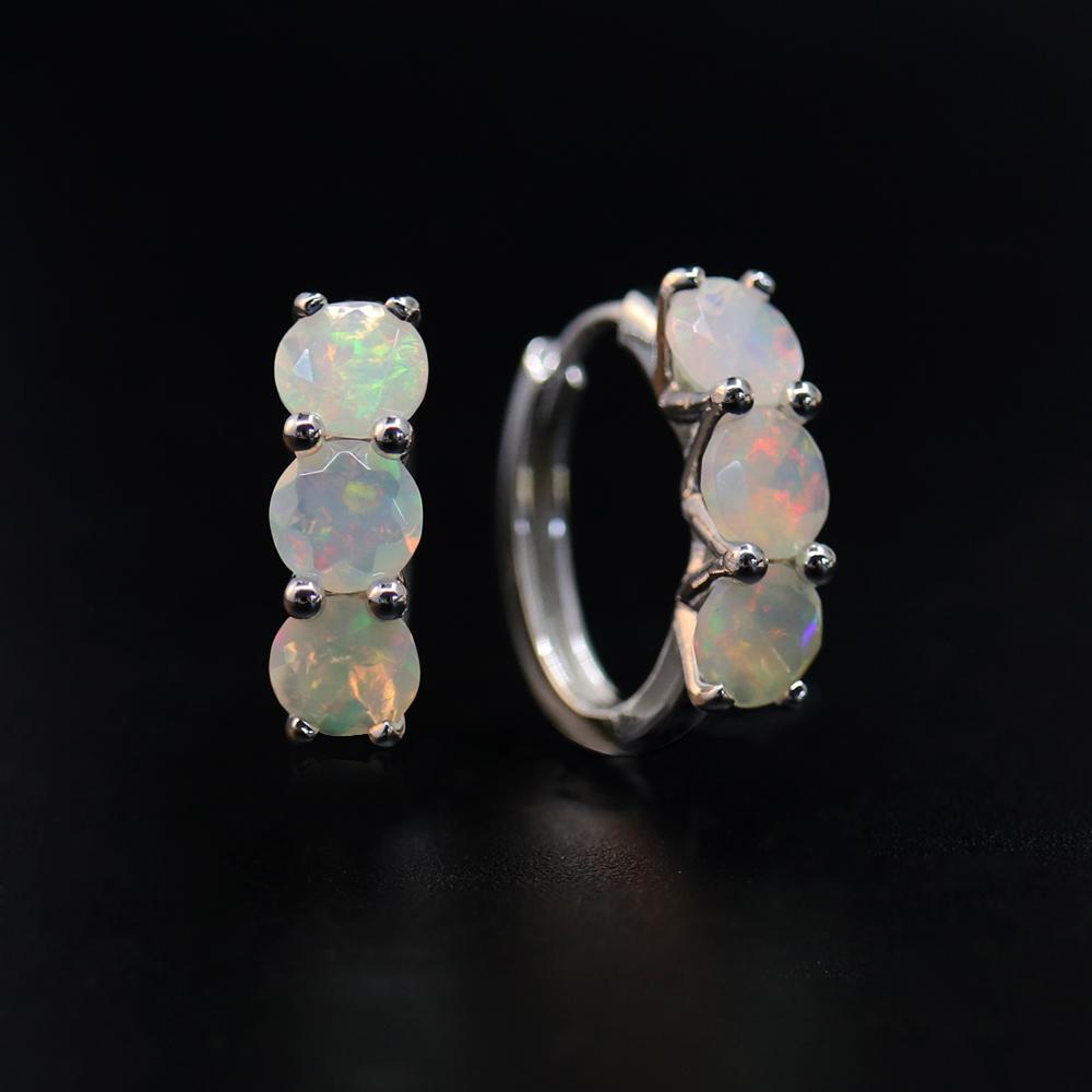 Простые элегантные серьги-клипсы с опаловой застежкой, круглые 6 мм, 3,5 карата, с натуральным драгоценным камнем, изящные ювелирные изделия для женщин, мамы, хороший подарок на день рождения, вечеринку