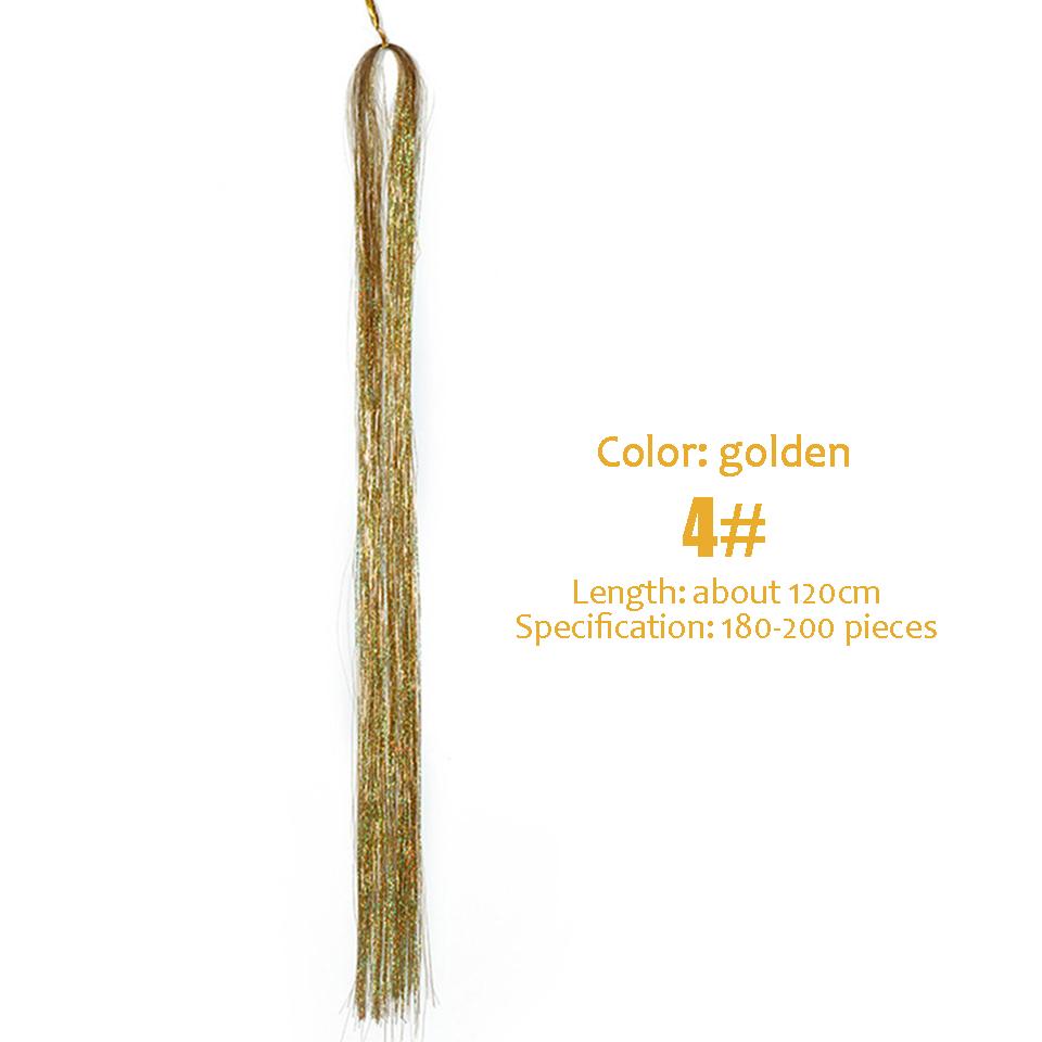 WTB Synthesis Neon Rainbow Sparkle Shiny Hair Tinsel Rainbow Silk Hair Extensions Dazzles Women Hippie for Braiding Headdress