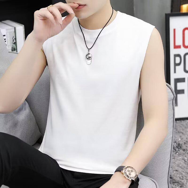 Мужской однотонный жилет без рукавов - модная спортивная рубашка с широкими плечами