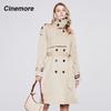 Cinemore Новинка 2022, женская ветровка, повседневное модное двубортное пальто с отложным воротником и длинными рукавами, элегантное женское пальто 92322