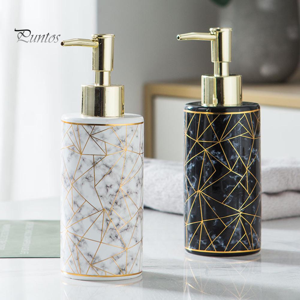 Puntos 300ml Stylish Marble Ceramic Lotion Shampoo Liquid Soap Dispenser Pump Bottle