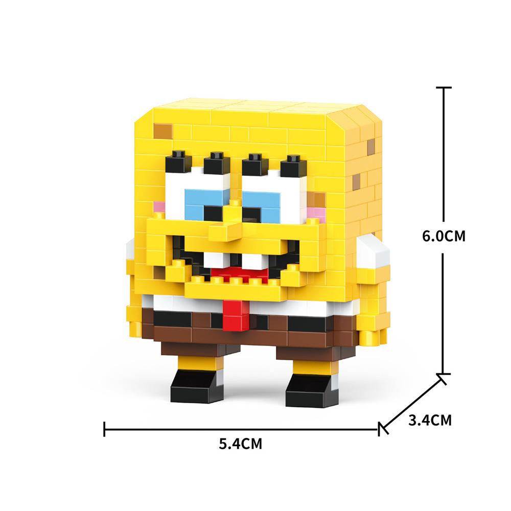 Yellow Sponge Cartoon Square Octopus Crab Mini Building Block Anime Character Brick Model DIY Assembly Toy Desktop Ornament Gift