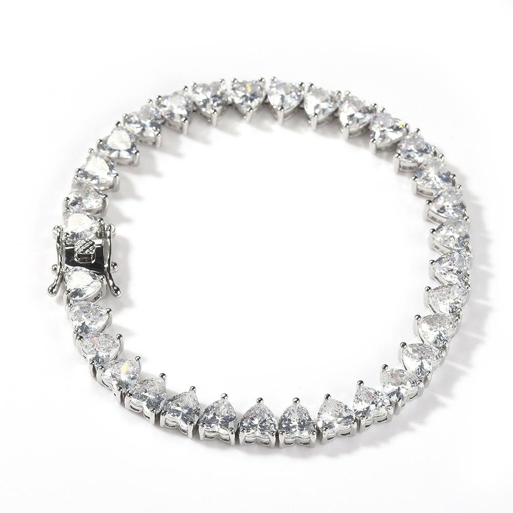 New Heart Shaped CZ Tennis Chain Bling Delicate Bracelet Women Men Iced Out Bling Jewelry