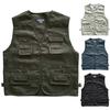 Мужской жилет с несколькими карманами, летний жилет без рукавов на молнии с v-образным вырезом, жилет-карго для уличной фотографии, свободный жилет