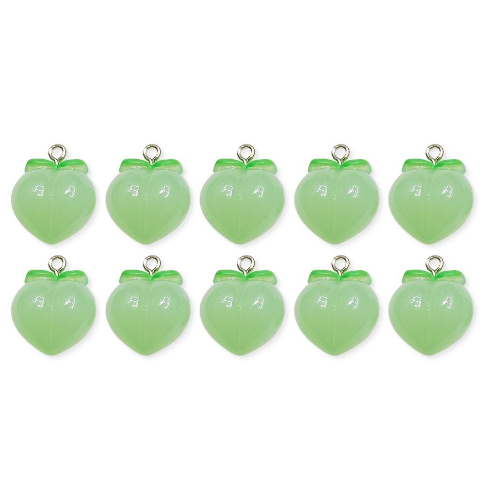 10pcs 3D Peach Flat Resin Charms Pendant Transparent Fruit Pendants Jewelry Making Accessories