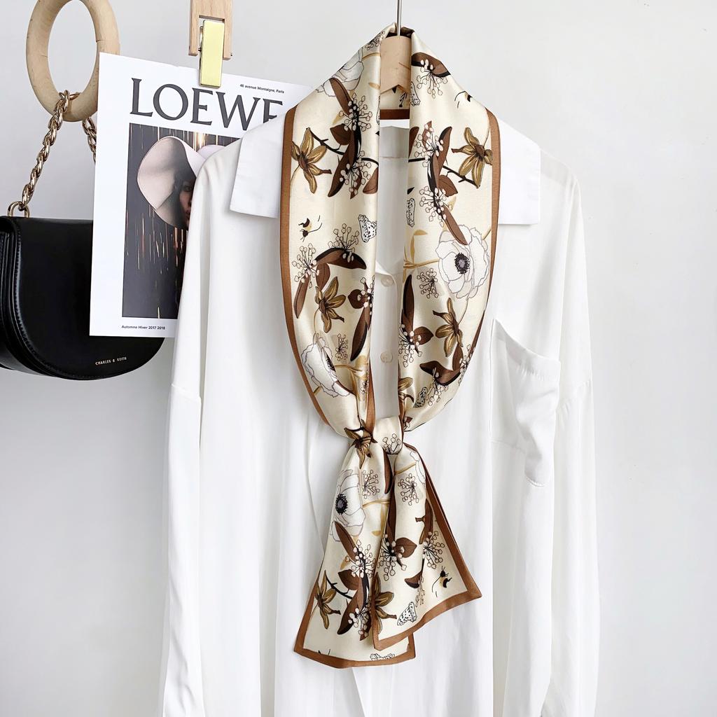 New Simulation Silk Long Scarf Fashionable Versatile Suit Double-Layer Scarf Decorative Bag Wrapped With Professional Scarf For Women