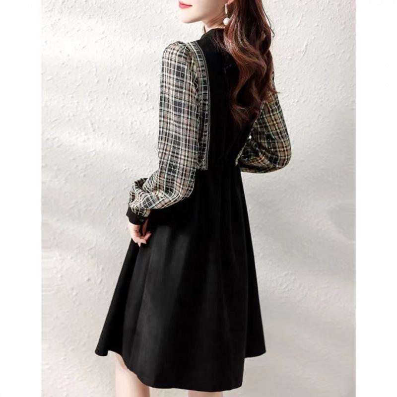 Осеннее платье 2025 года, новая осенняя свободная версия, юбка с длинным рукавом, завязывающаяся на талии, тонкое платье