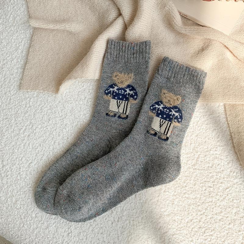 Cartoon Women's Socks Bear Wool Socks Soft Cotton Socks Gifts