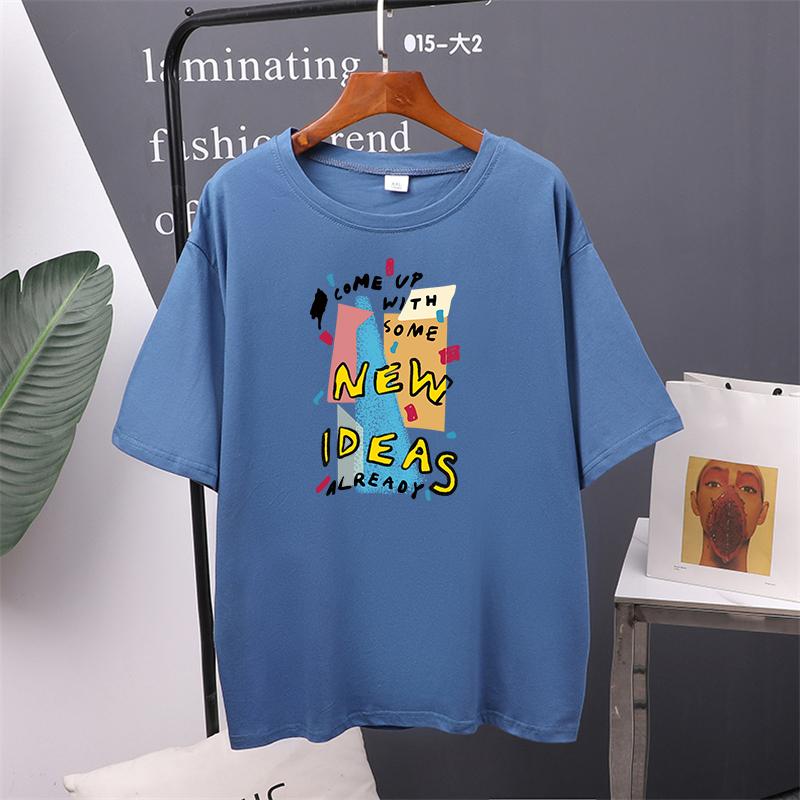 Футболка с принтом «Новые идеи», красочные женские хлопковые летние футболки большого размера, мягкий женский джемпер, топ