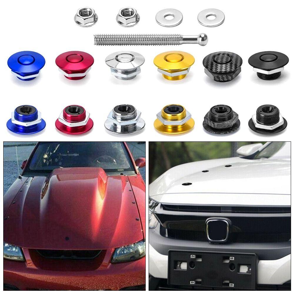 1Pcs Quick Release Front Bumper Hood Pin Aluminum Engine Bonnet Lock Universal Push Button
