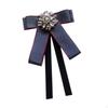 Bow Tie Ribbon Brooch Bowknot Womens Rhinestone Neck Decoration for Blouse Suit Uniform
