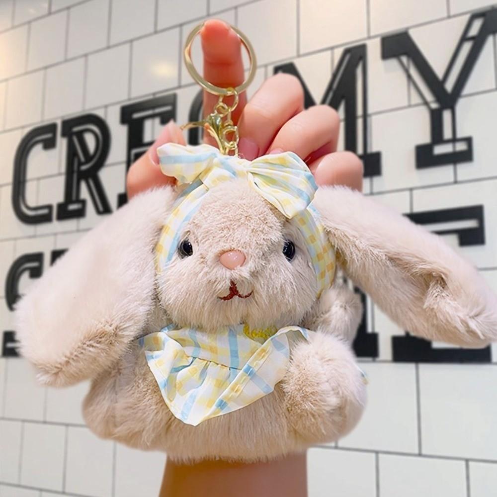 Bow Easter Stuffed Bunny Keychain Creative Rabbit Pendant Bag Charm Plush Toy Key Ring Companion