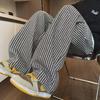 Черные ретро-полосатые повседневные брюки свободного покроя с широкими штанинами