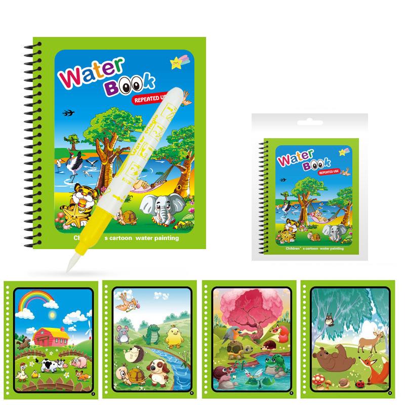 Монтессори Игрушки Многоразовая Книжка-раскраска Книжка для рисования волшебной водой для детей Игрушка для малышей Книжка для рисования Развивающие игрушки для детей