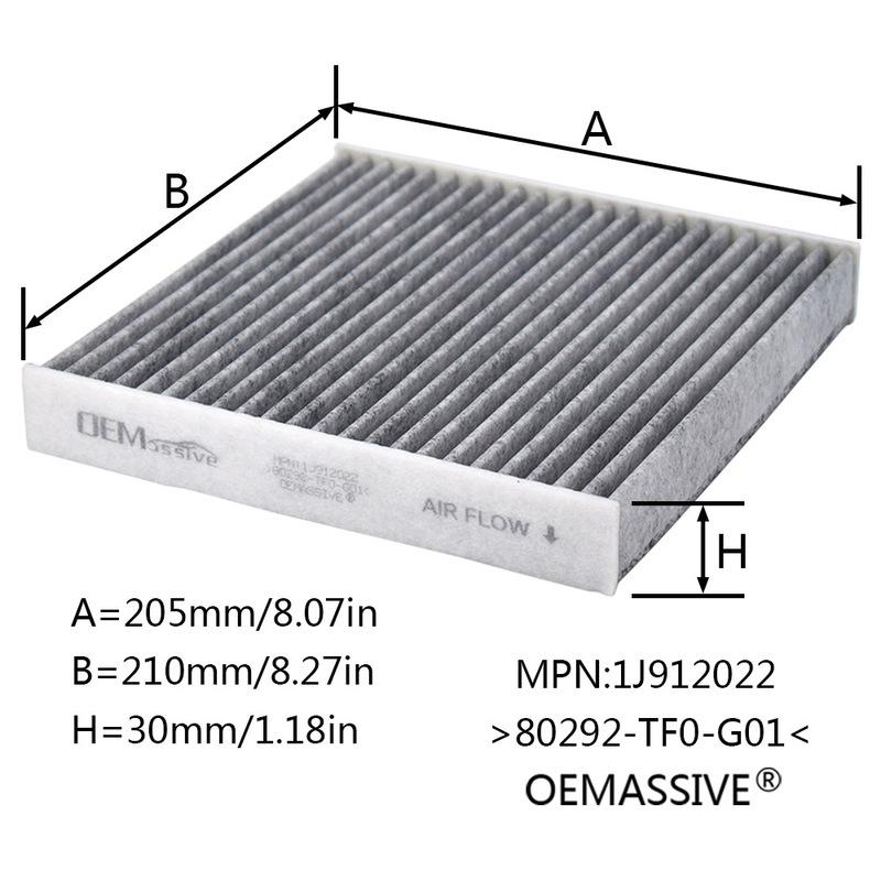 2x Car Pollen Cabin Air Conditioning Filter Activated Carbon 80292-TF0-G01 80291-TF0-E01 For Honda City CR-Z Fit 3 HR-V Insight