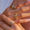 Youthway Multi-Layer Spiral Twisted Stacking Ring Handmade Gold Plated Stainless Steel Unisex Waterproof Finger Jewelry New Gift