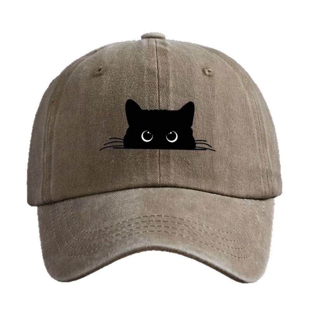 Peaked Cap Cartoon Baseball Hat Sunscreen Cotton Baseball Cap Cat Print Baseball Cap  Summer