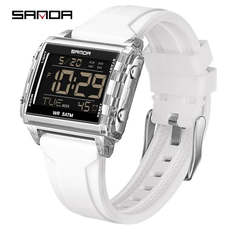 SANDA Топ Качественные Часы для Мужчин Цифровые Часы Спортивные LED Наручные Часы Мужские 50м Водонепроницаемые Часы Цифровая Подсветка Секундомер