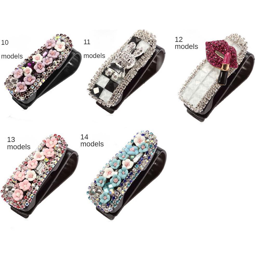 1~4PCS Car Glasses Clip Multifunctional Creative Imported Crystal Shape Car Interior Car Storage Clip Durable