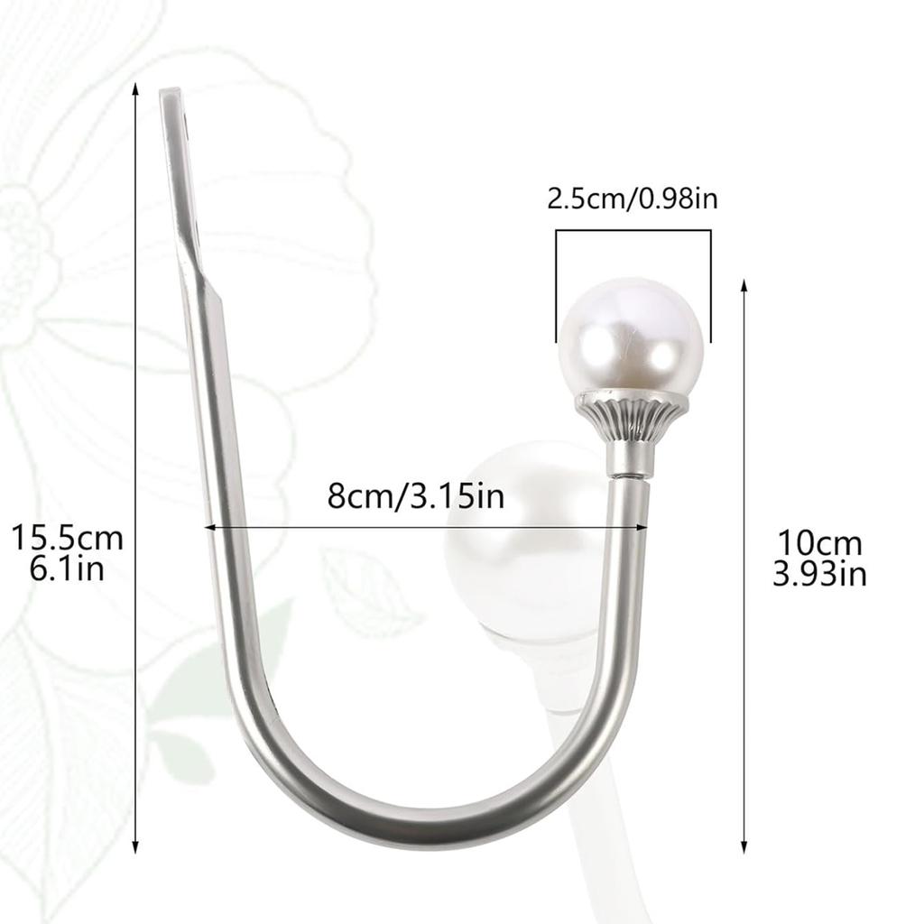 2Pcs Pearl Beads U Shape Curtain Hooks Holdback Curtain Accessories Hat Tieback Hanger Strap Tassel Brush Holder Hook