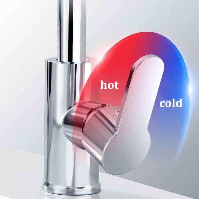 Вращающийся на 360° смеситель для раковины, кухонный и ванный, двойного назначения, смеситель для горячей и холодной воды, брызгозащищенный