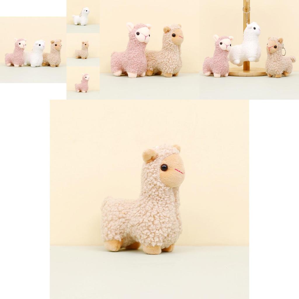 Sweet Cartoon Llama Keychain Soft Plush Toy With Pp Cotton Filling 12cm